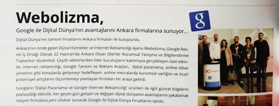 Webolizma, Ankara Moda Dergisinde Webolizma, Ankara Moda Dergisinde