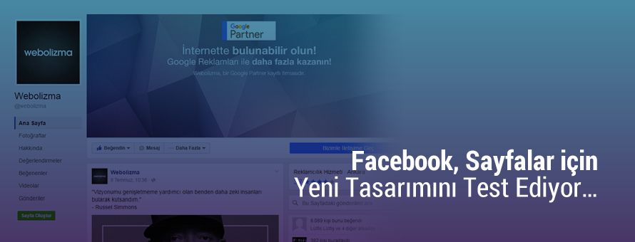 Facebook, Sayfalar için Yeni Tasarımını Test Ediyor… Facebook, Sayfalar için Yeni Tasarımını Test Ediyor…