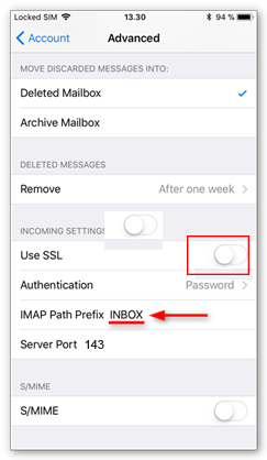 IMAP iOS Kurulumu Adım13